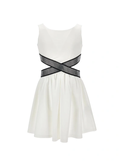 Monnalisa Kids'   Milano Stitch Dress With Cut Out In Cream