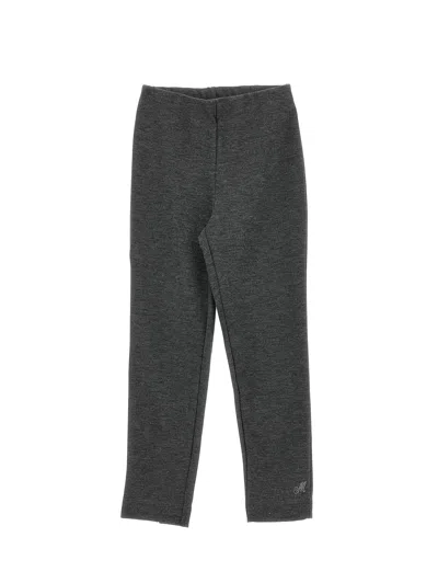 Monnalisa Kids'   Milano Stitch Jersey Leggings In Medium Grey