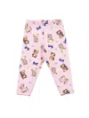 Monnalisa Milano Stitch Leggings With Teddy Bear Print In Rosa Fairy Tale