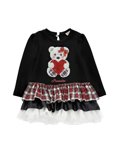 Monnalisa Kids'   Milano Stitch Maxi Teddy Dress In Black