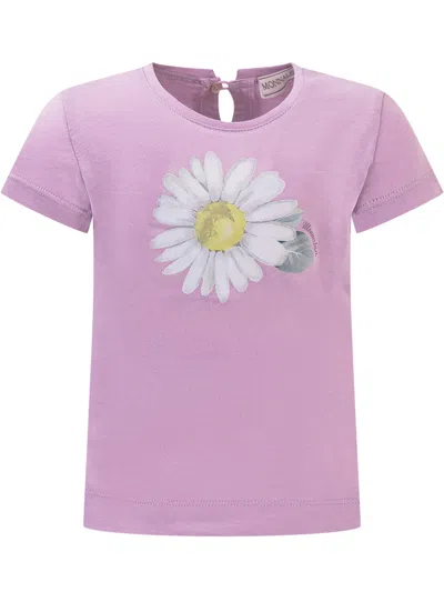 Monnalisa Mini Floral Design T-shirt In Glicine