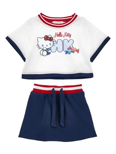 Monnalisa Mini Hello Kitty Top And Skirt Set In Multi