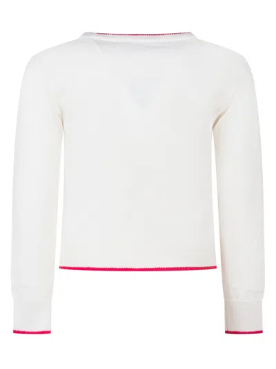 Monnalisa Mini Pullover With Minnie And Hearts In Panna Rubino