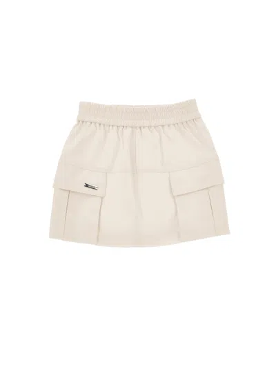 Monnalisa Kids'   Mini Skirt With Big Pockets In Beige