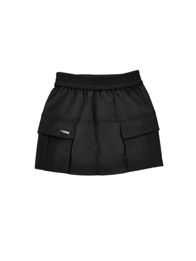 Monnalisa Mini Skirt With Big Pockets In Black