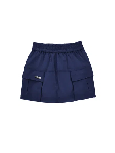 Monnalisa Kids'   Mini Skirt With Big Pockets In Navy Blue