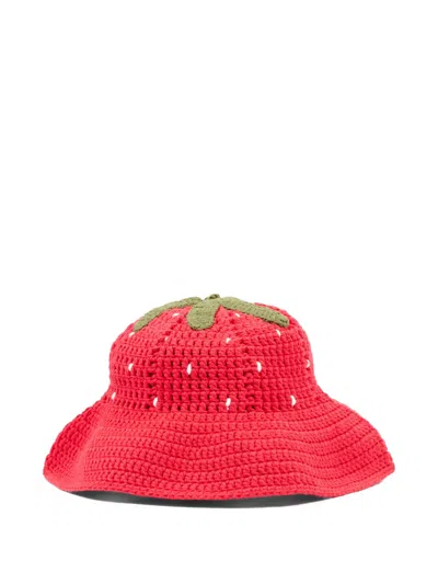 Monnalisa Mini Straw Hat With Eye-catching Tails In Red