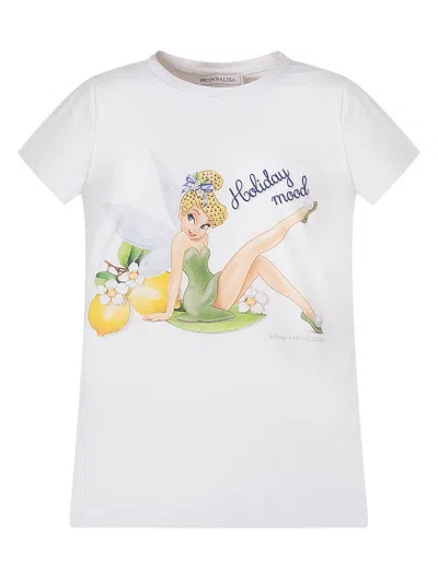 Monnalisa Mini T-shirt With Stampaint Graphic In Bianco