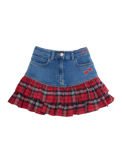 Monnalisa Kids' Jeans-minirock Herzrüschen In Blue