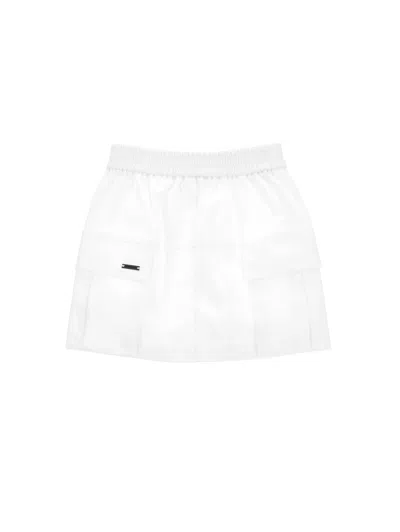 Monnalisa Kids' Logo-plaque High-waist Skirt In White