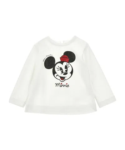 Monnalisa Kids'  Appliqués Minnie T-shirt In White