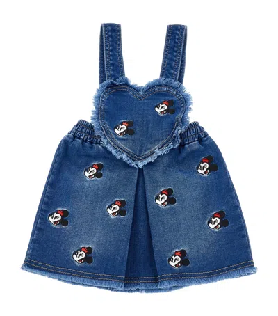 Monnalisa Babies' Minnie Mouse Dungaree Dress In Blue