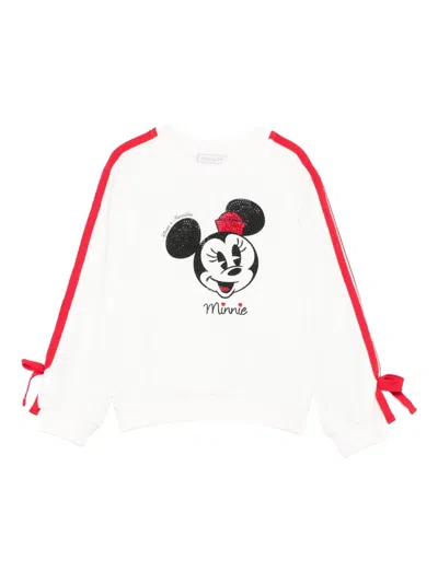 Monnalisa Minnie Mouse Embellished Sweatshirt In White