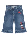 Monnalisa Minnie-mouse Ruffled Trousers In Blue