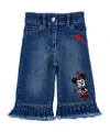 Monnalisa Minnie-mouse Ruffled Trousers In Blue