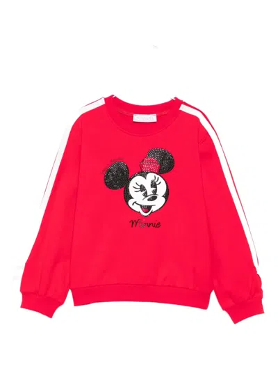 Monnalisa Kids' Minnie Mouse Sequin Sweatshirt In Red