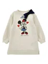Monnalisa White Crewneck With Bow Detail On The Front And Print On The Front In Cotton Blend Girl In Neutral