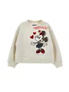 Monnalisa X Disney Minnie Mouse Embroidered Sweatshirt In Neutral