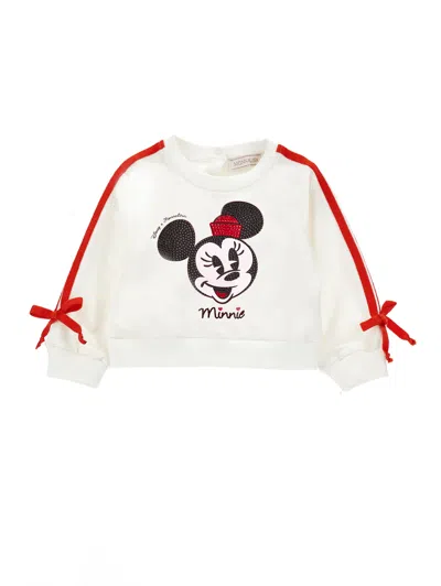 Monnalisa Kids'   Minnie Mouse Sweatshirt With Bows In White