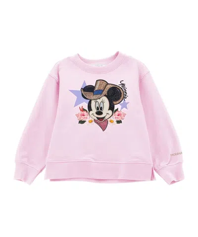 Monnalisa Kids'   Minnie Print Sweatshirt In Rosa Fairy Tale
