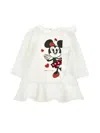 Monnalisa Minnie Ruffle Sweatshirt Dress In White