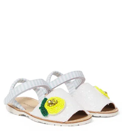 Monnalisa Kids' Minorchina Embellished Sandals In White