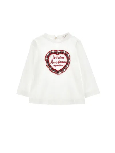 Monnalisa Kids'   Mon Amour Tartan T-shirt In White