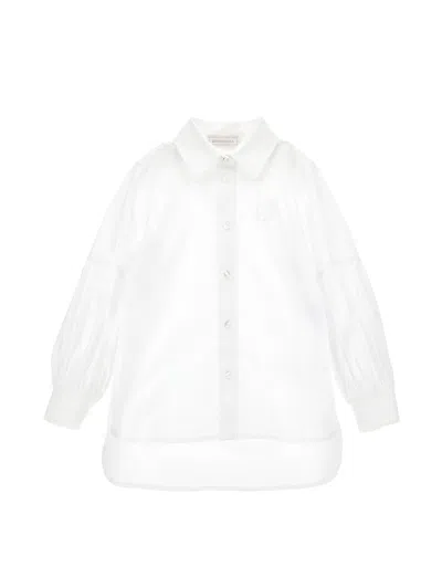 Monnalisa Kids'   Monogram Poplin Shirt In Neutral