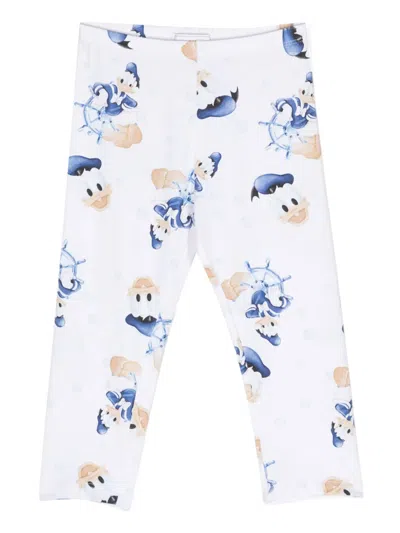 Monnalisa Kids' Motif-print Cotton Leggings In White