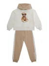 Monnalisa Multicolor Tracksuit With Logo Print On The Front In Cotton Stretch Baby In Animal Print