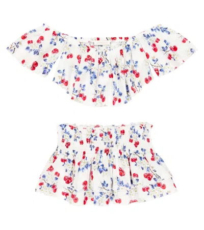 Monnalisa Kids' Muslin Beach Cover-up Set In White