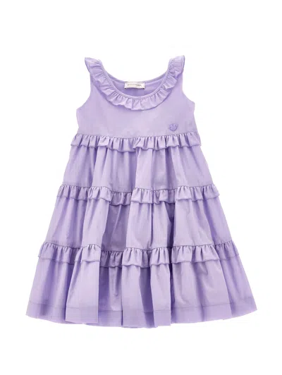 Monnalisa Kids' Ruffled Flared Dress In Wisteria