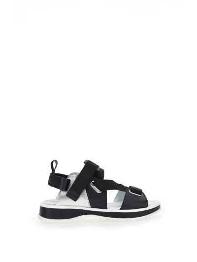 Monnalisa Nappa And Calfskin Sandals In Black