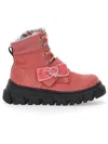 Monnalisa Nappa And Nubuck Leather Combat Boots In Azalea