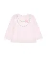 Monnalisa Necklace Print Cotton T-shirt In Dusty Pink Rose