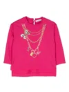 Monnalisa Necklace-print Long-sleeve T-shirt In Pink