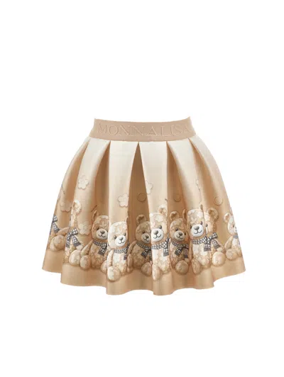 Monnalisa Babies'   Neoprene Teddy Skirt In Neutral