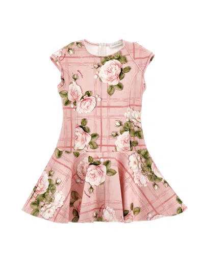 Monnalisa Kids'  Neopren-rosenkleid In Pink