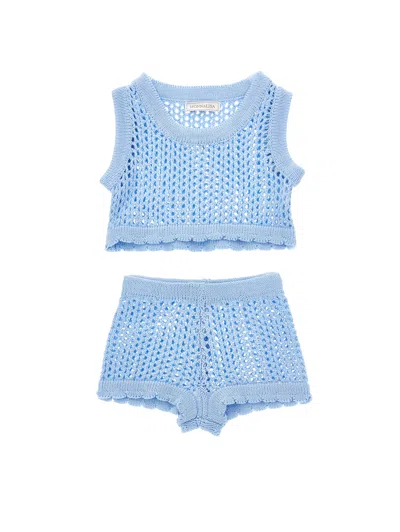 Monnalisa Kids'   Net Cover-up Set In Light Blue