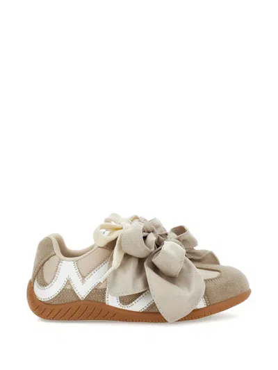 Monnalisa Bow-embellishment Sneakers In Brown