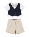 Monnalisa Newborn Boy Suit Midnight Blue Size 3 Cotton, Polyamide, Elastane, Viscose In Blue