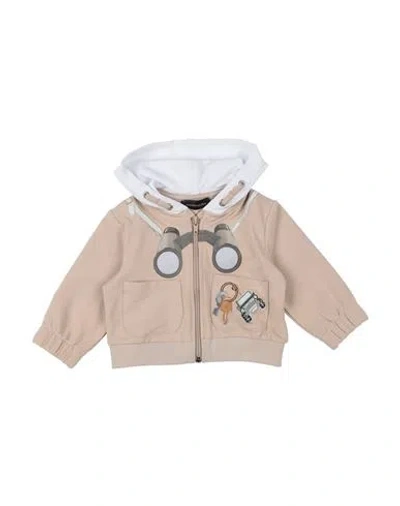 Monnalisa Babies'  Newborn Boy Sweatshirt Beige Size 3 Cotton, Elastane In Brown