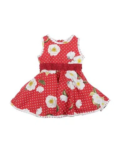 Monnalisa Newborn Girl Baby Dress Red Size 3 Cotton, Polyamide