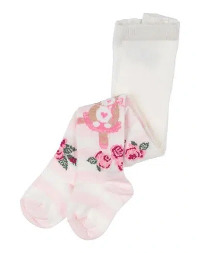 Monnalisa Babies'  Newborn Girl Socks & Hosiery Cream Size 3 Cotton, Polyamide, Elastane In White