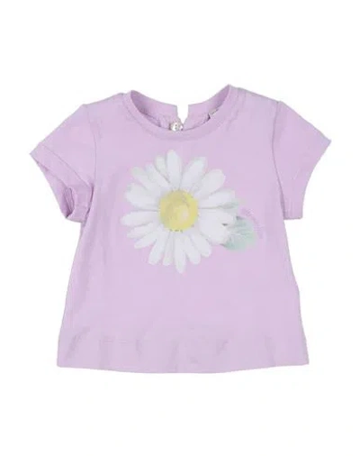 Monnalisa Babies'  Newborn Girl T-shirt Lilac Size 3 Cotton In Purple