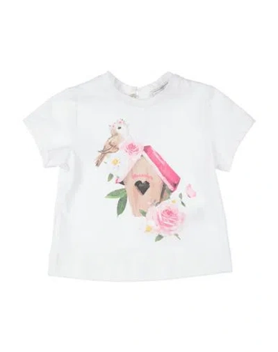 Monnalisa Babies'  Newborn Girl T-shirt White Size 3 Cotton In Gray