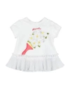 MONNALISA MONNALISA NEWBORN GIRL T-SHIRT WHITE SIZE 3 COTTON, ELASTANE, POLYESTER