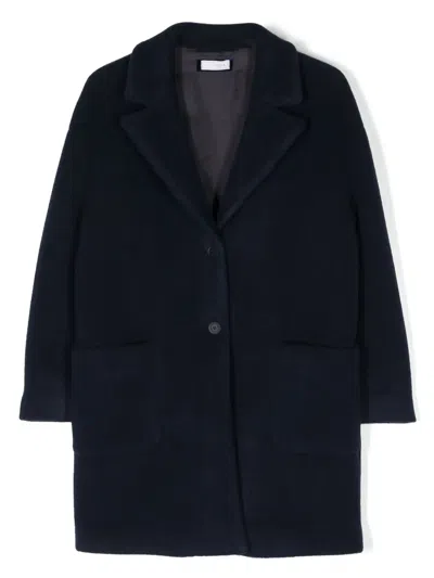 Monnalisa Kids' Notched-lapels Single-breasted Coat In Blue
