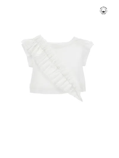 Monnalisa Kids' Oberteil Mit Maxi-rüschen In White