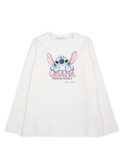 Monnalisa Kids' Ohana Printed T-shirt In White